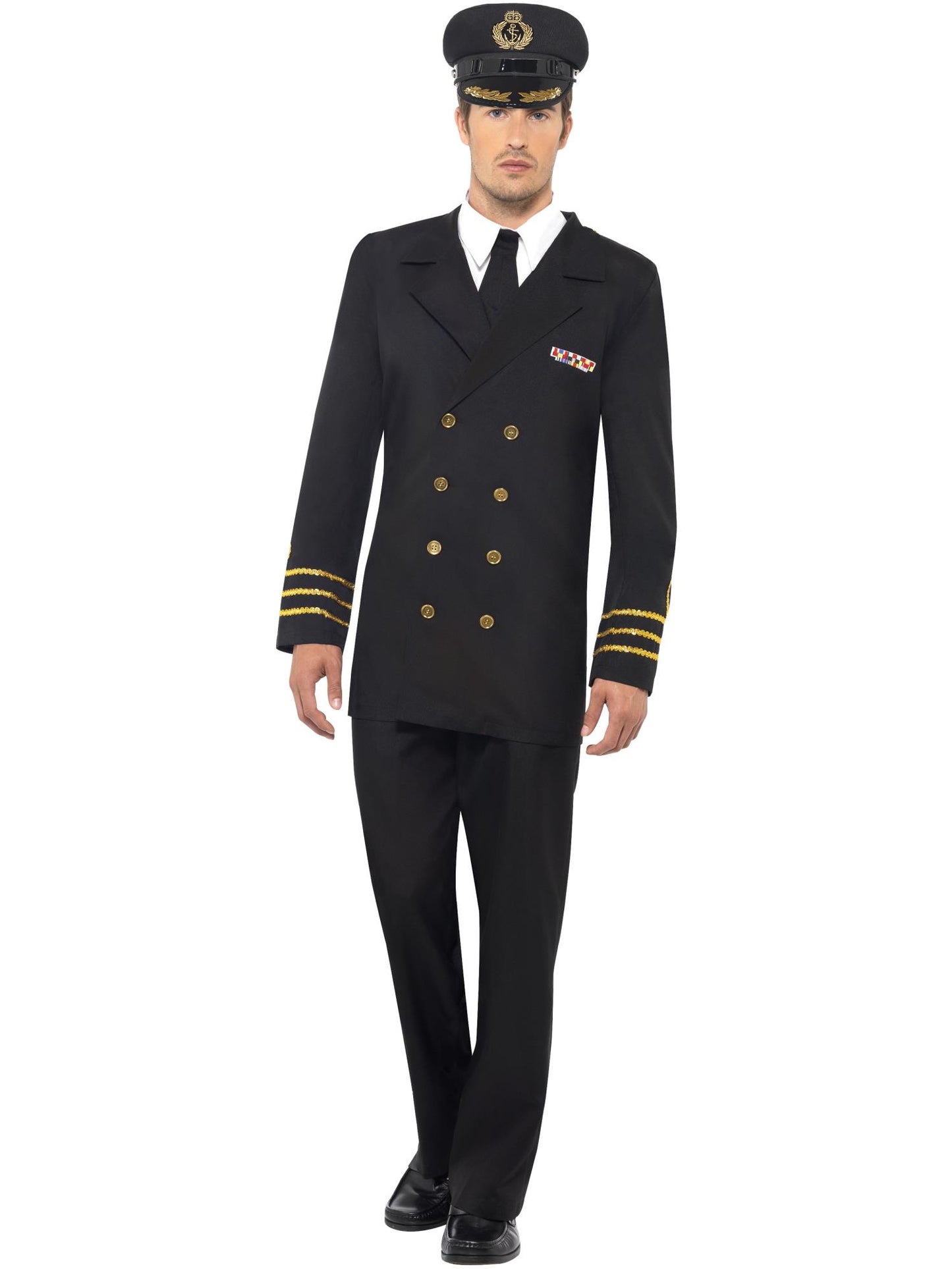 Smiffys UNIFORM Navy Officer Costume, Black CS für Herren