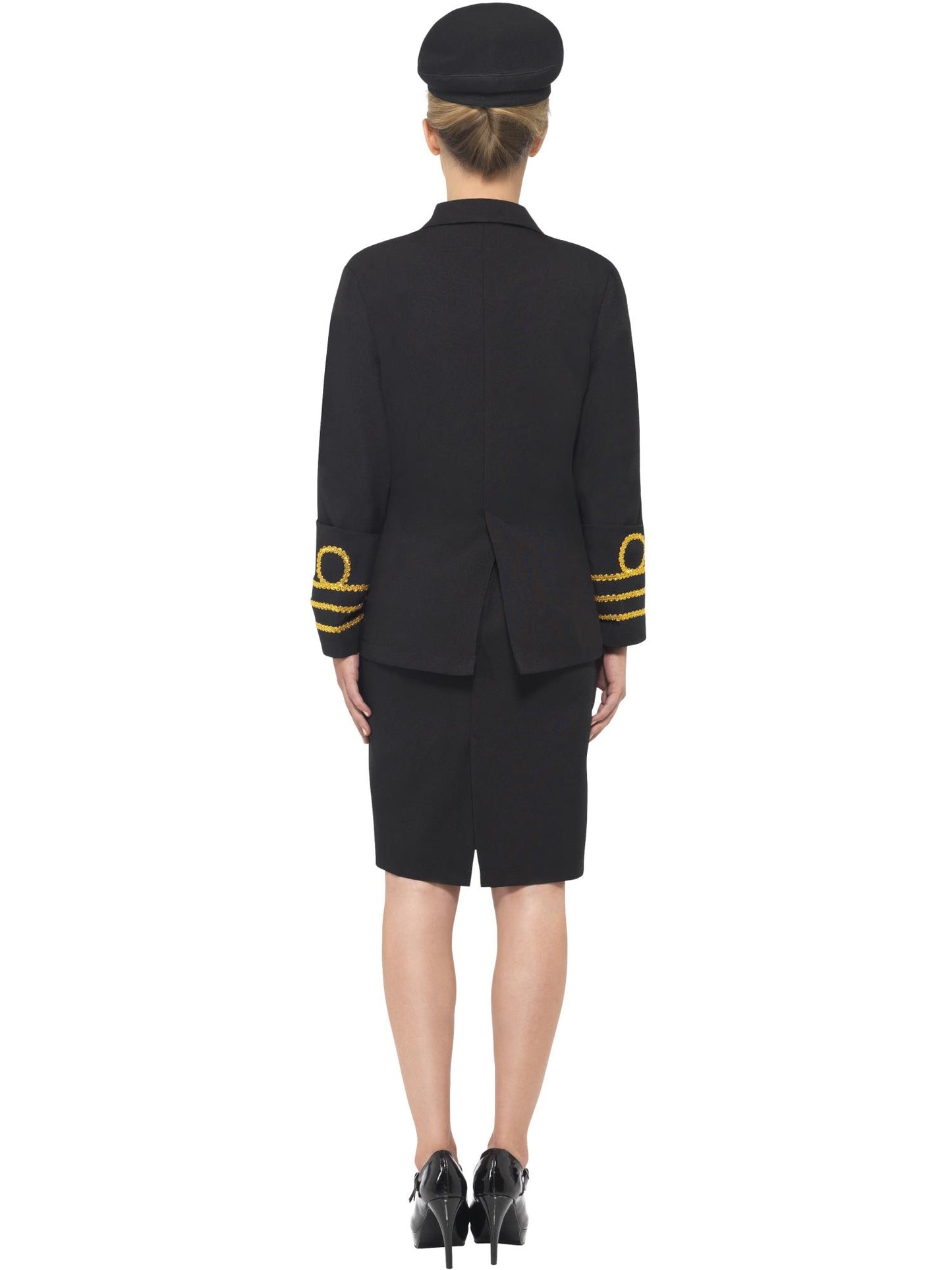 Smiffys UNIFORM Navy Officer Costume, Black CS für Damen