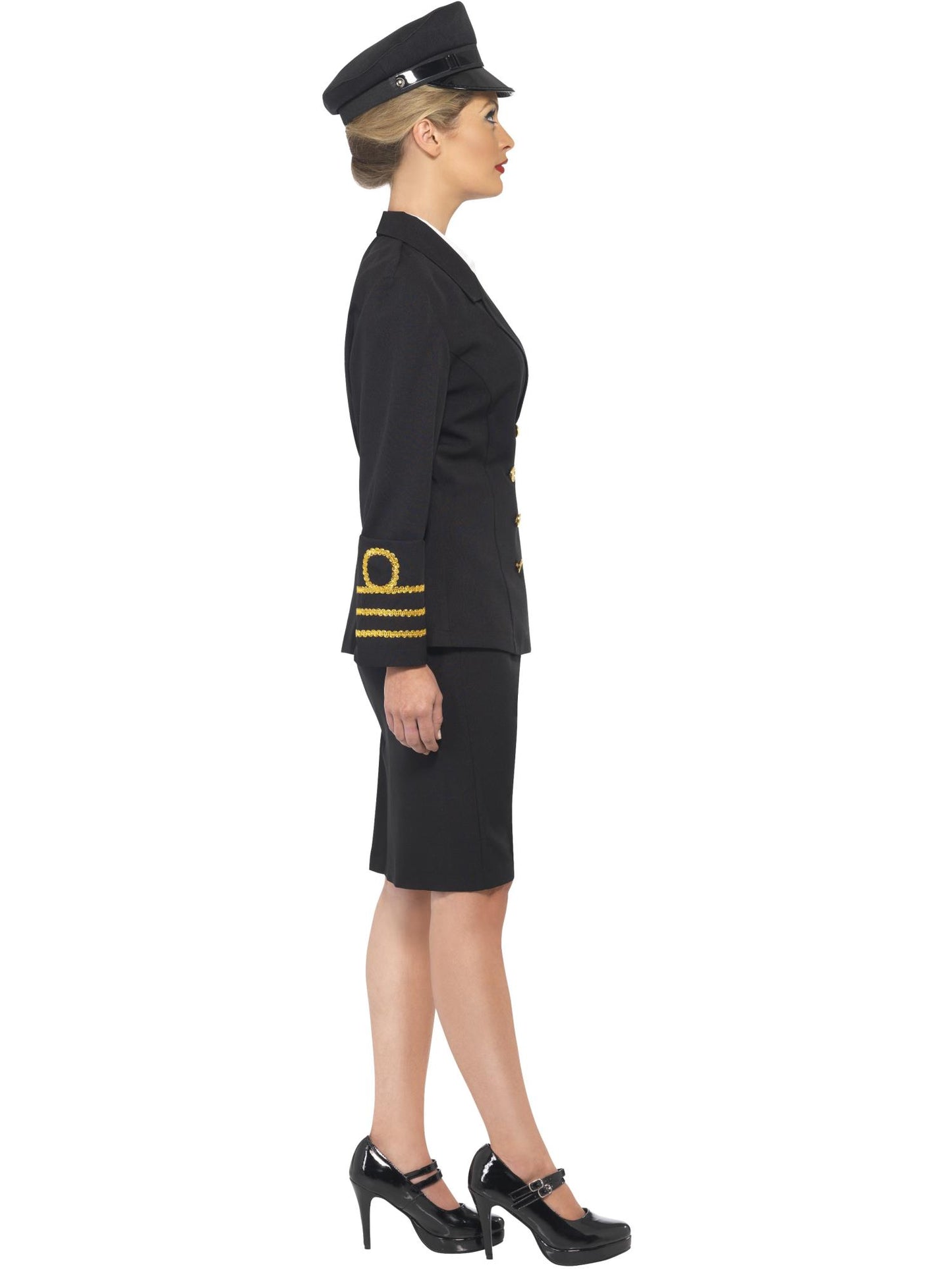 Smiffys UNIFORM Navy Officer Costume, Black CS für Damen