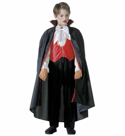 Vampir-Kostüm mit Hemd, Hose, Weste, Fliege und Umhang schwarz-rot