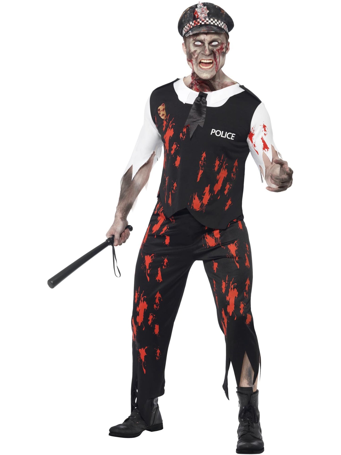 Smiffys Zombie Policeman Costume, Black CS für Unisex