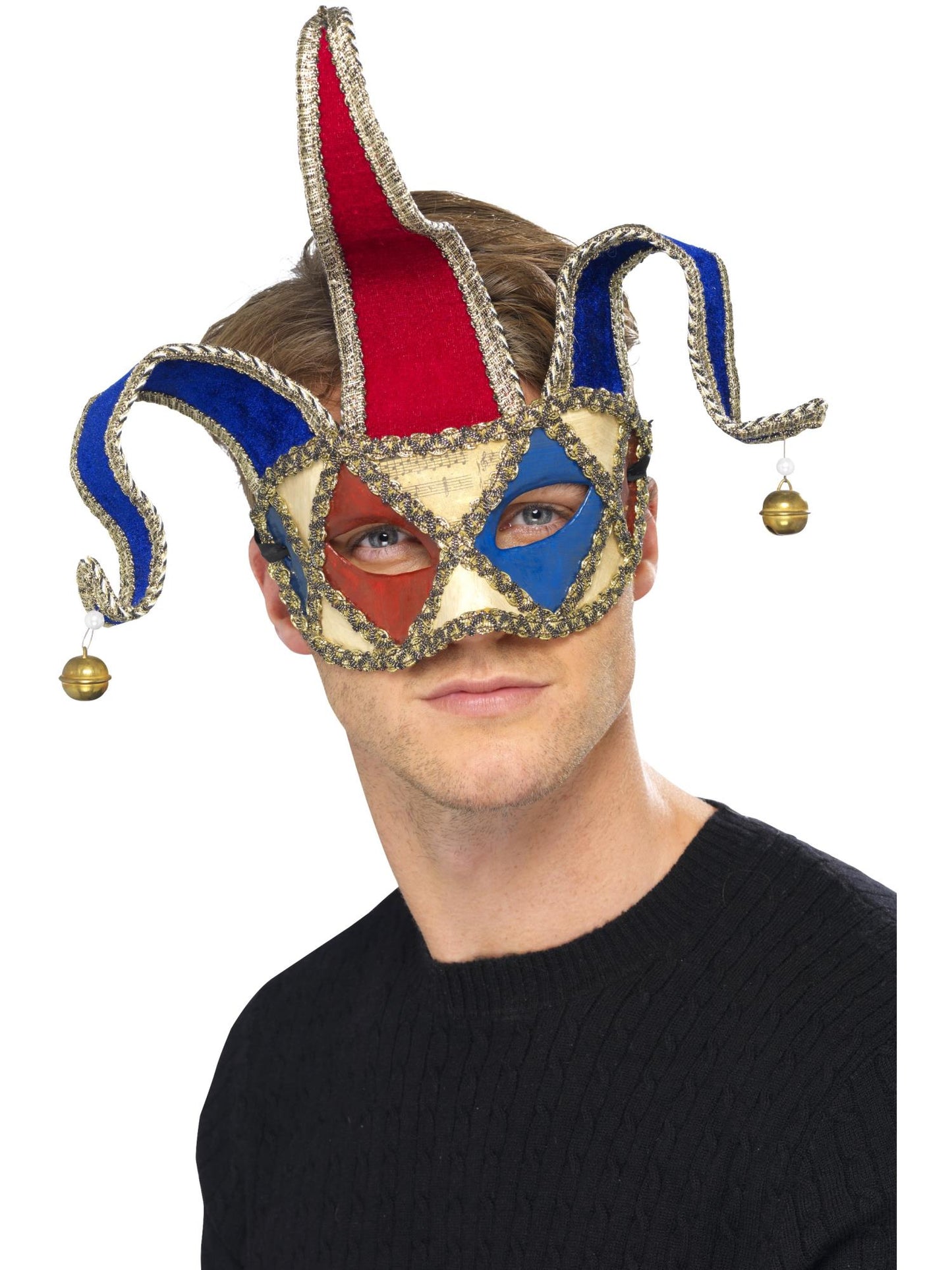 Smiffys Venetian Musical Jester Eyemask, Red & Blue für Unisex