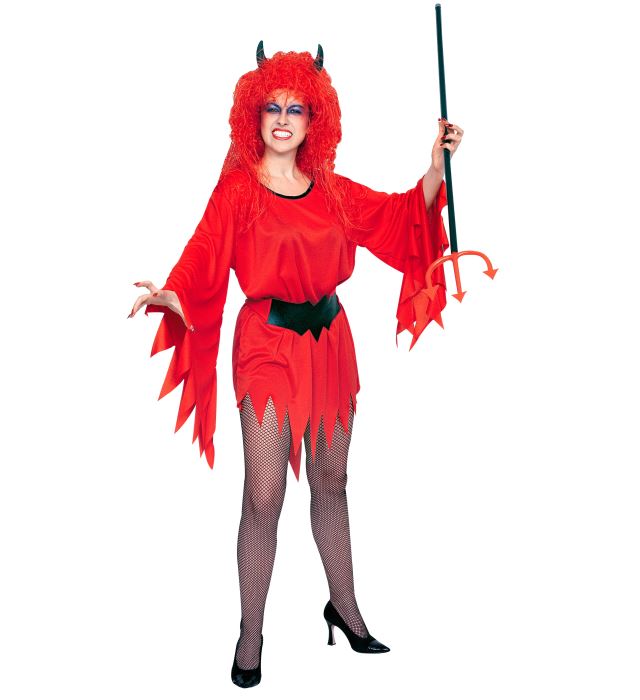 Teufelin Kostüm Kleid mit Gürtel in Rot-Schwarz für Fasnacht