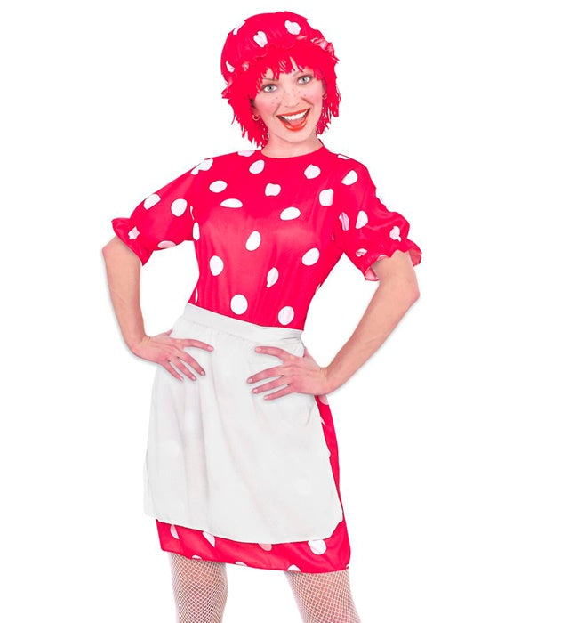 Fasnachtspuppe mit traditionellem Kleid, Schürze und Haube als Kostümzubehör