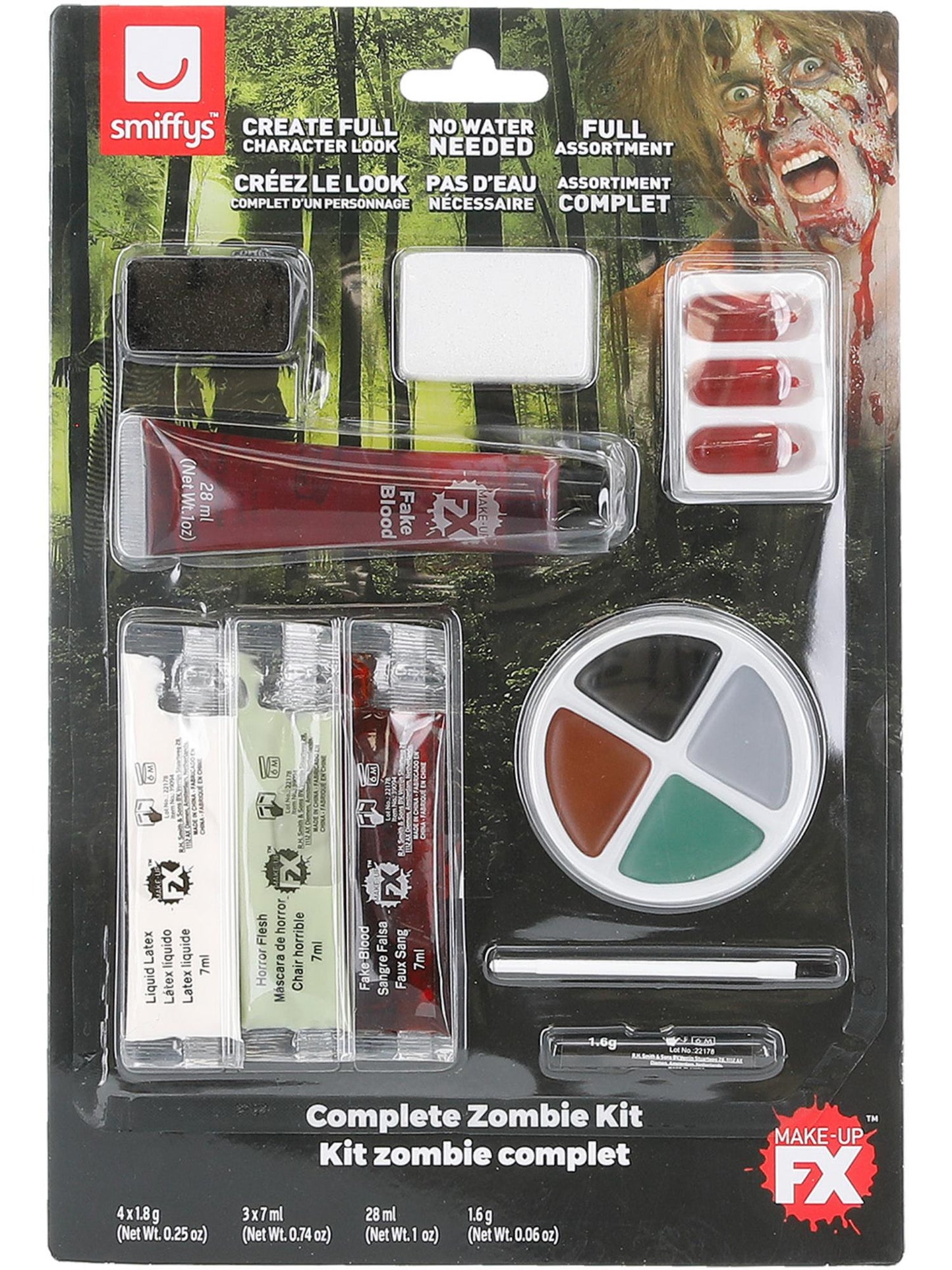 COSMETIC Smiffys Make-Up FX, Complete Zombie Kit, Facepaint CD für Unisex