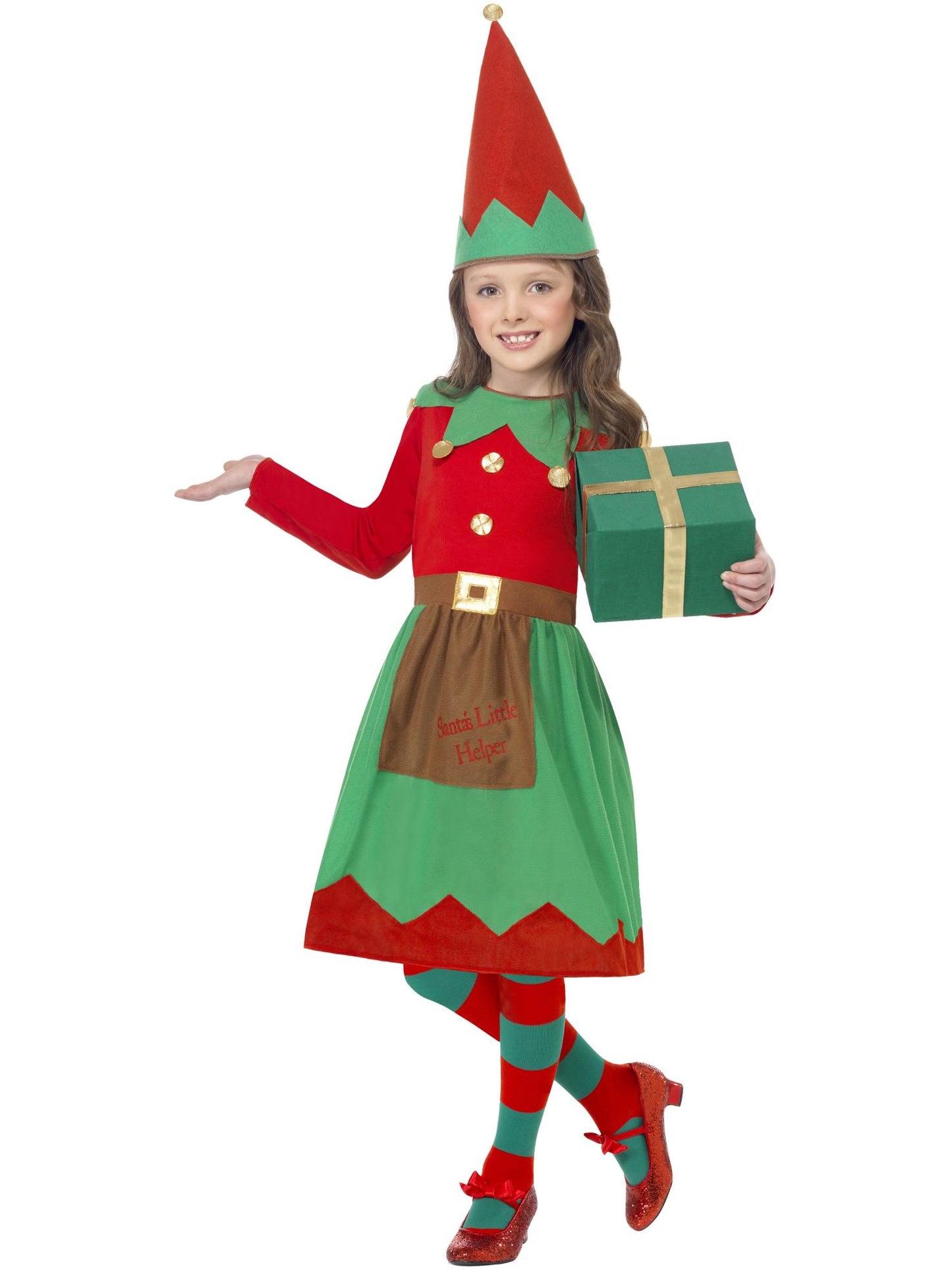 Smiffys ELF Santa's Little Helper Costume, Red & Green CS für Mädchen