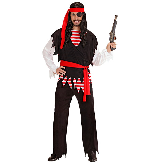 Piratenkostüm Komplettset mit Hemd, Weste, Hose, Gürtel und Kopftuch für Fasnacht
