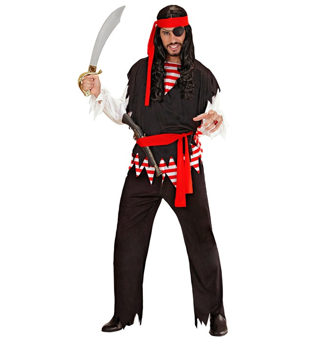 Piratenkostüm Komplettset mit Hemd, Weste, Hose, Gürtel und Kopftuch für Fasnacht