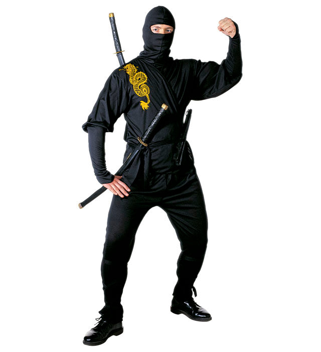 Ninja Kostüm Set mit Maske, Gürtel und Beinbändern für Fasnacht und Karneval