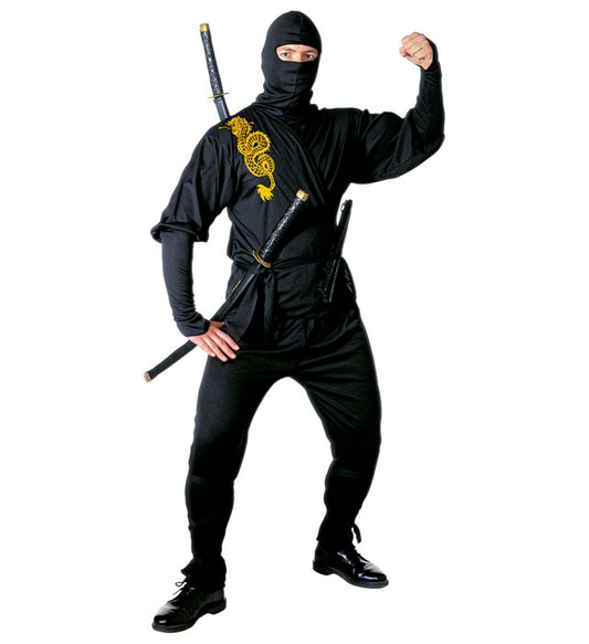 Ninja Kostüm Set mit Maske, Gürtel und Beinbändern für Fasnacht und Karneval