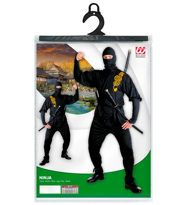 Ninja Kostüm Set mit Maske, Gürtel und Beinbändern für Fasnacht und Karneval