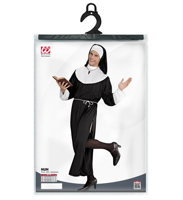 Nonnen-Kostüm Carmelo mit Gewand, Gürtel und Haube für Fasnacht und Karneval