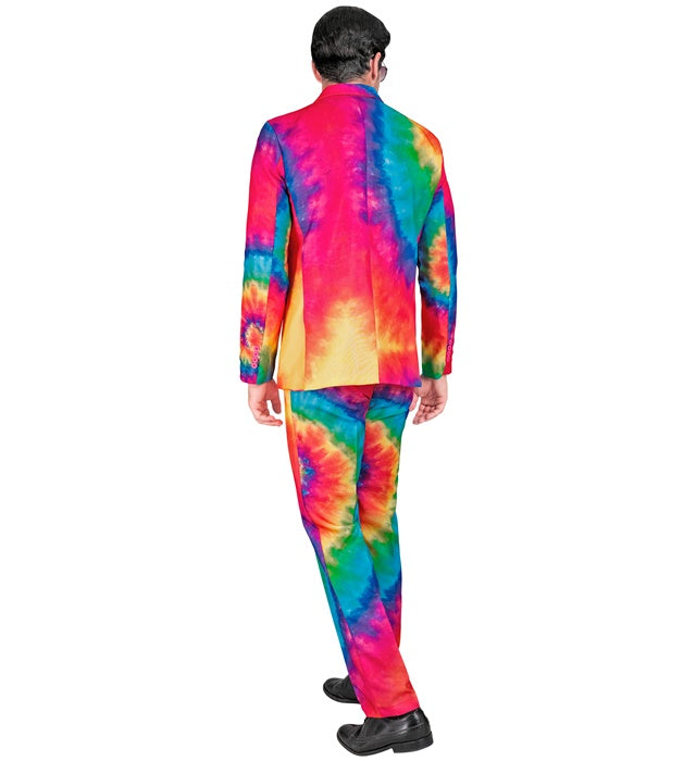 Neon Tie Dye Party-Anzug mit Jackett und Hose in bunten Farben für Fasnacht