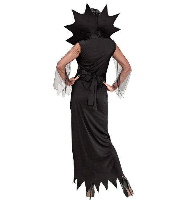 Spiderlady Kostüm Damen Kleid mit großem Kragen und Gürtel für Fasnacht