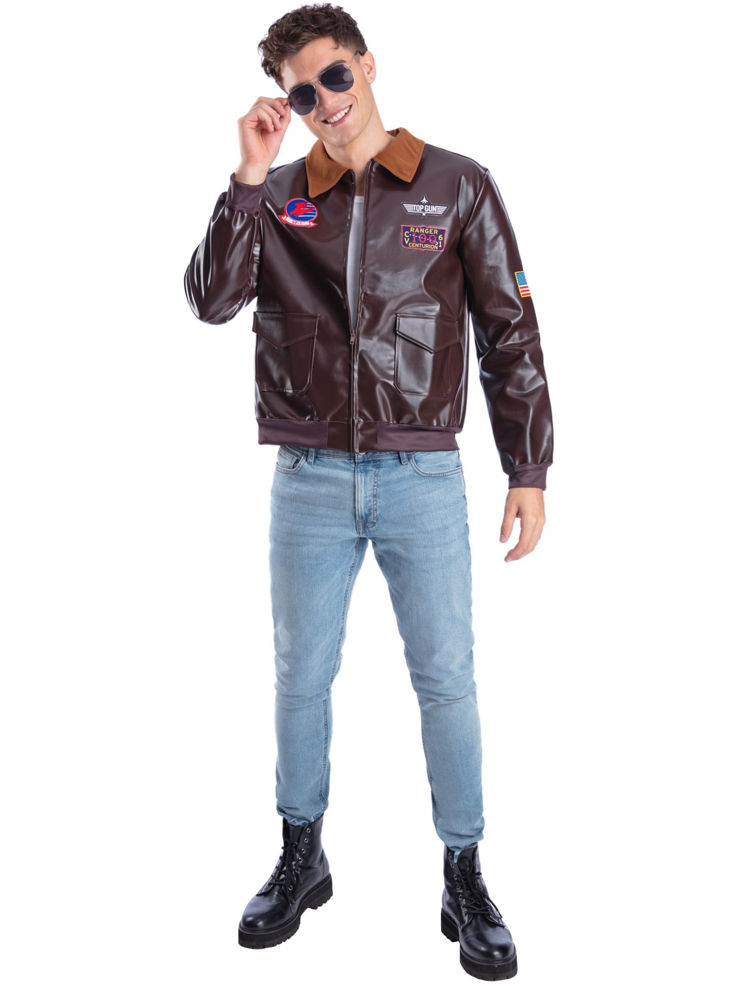 Smiffys TOPGUN Top Gun Bomber Jacket, Brown CS für Herren