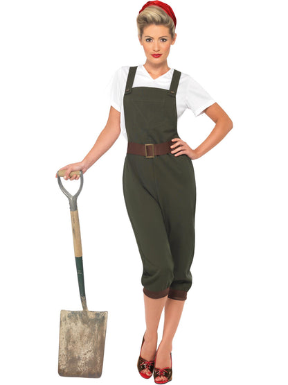 Smiffys 1940s WW2 Landmädchen-Kostüm für Damen in Grün – Produktansicht