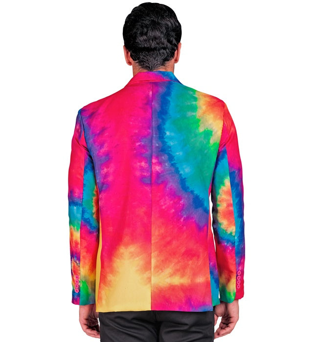 Leuchtendes Neon Tie Dye Jackett im farbenfrohen Stil für Fasnacht und Karneval