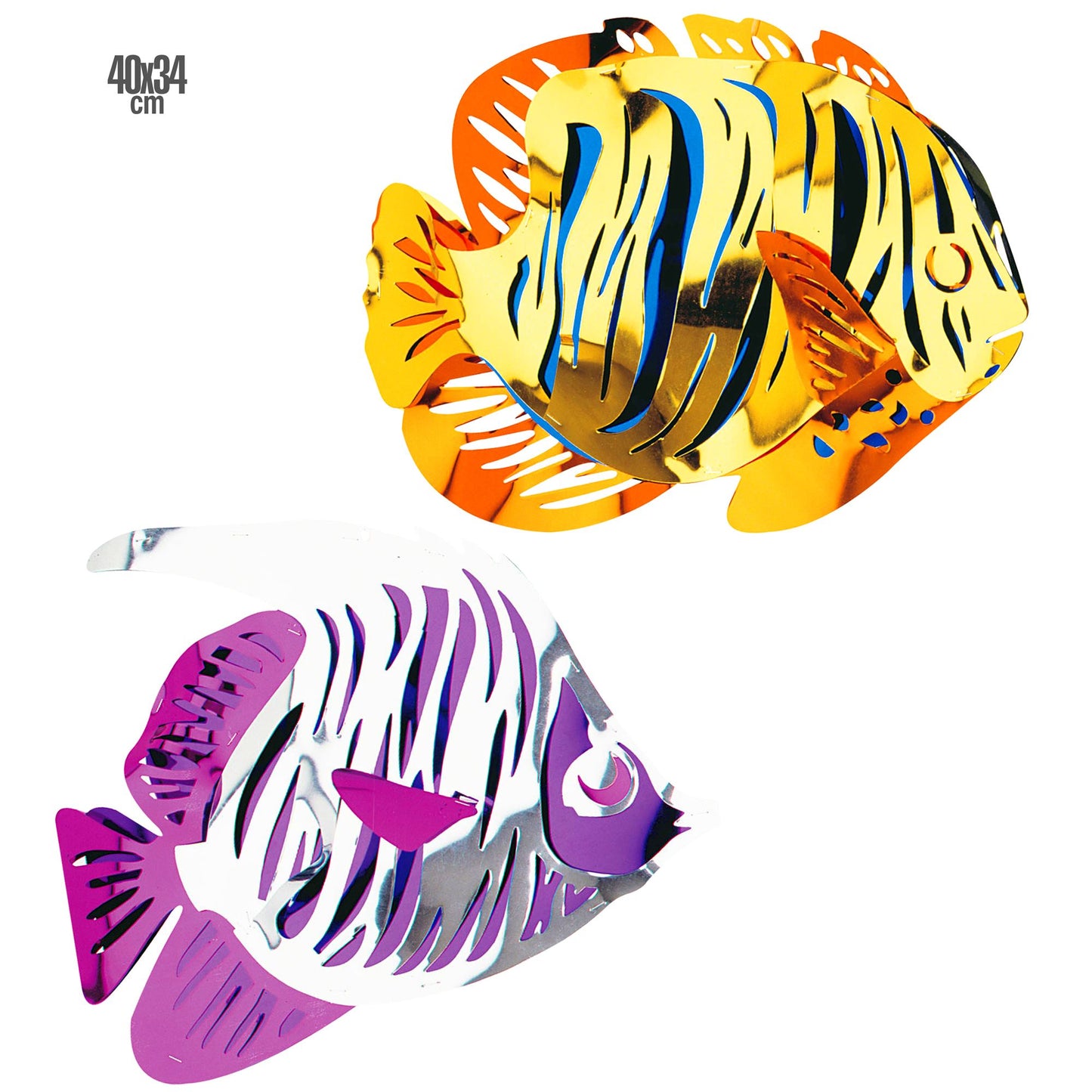 "3D METALLISIERTER TROPISCHER FISCH" 40x34 cm - 2 Farben sort – Vorderansicht