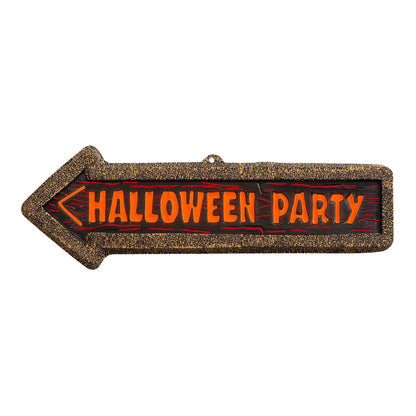 "3D NEON WANDBILD / SCHILD HALLOWEEN PARTY" 56x17 cm – Detailansicht