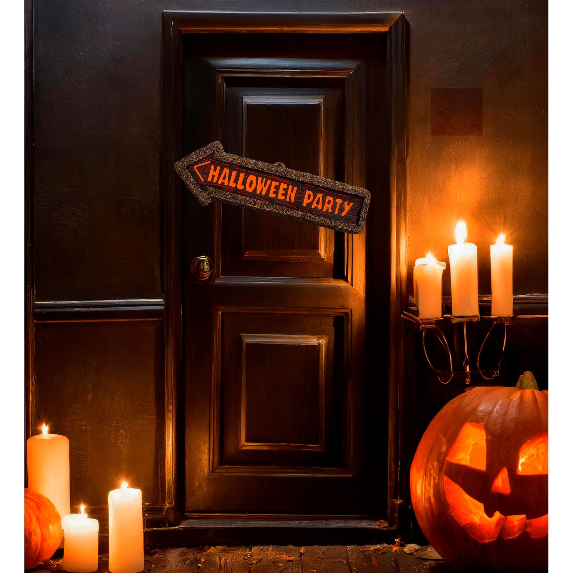 "3D NEON WANDBILD / SCHILD HALLOWEEN PARTY" 56x17 cm – Ansicht 3