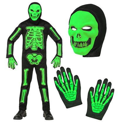 "3D SKELETT" (Overall, Maske mit Kapuze, Handschuhe) – Detailansicht