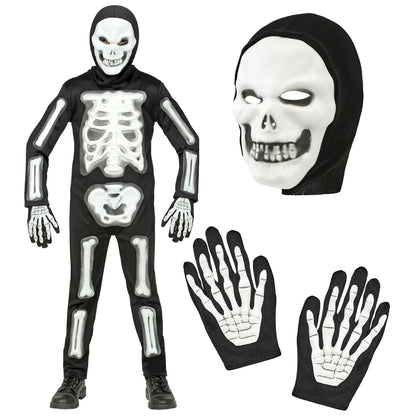 "3D SKELETT" (Overall, Maske mit Kapuze, Handschuhe) – Detailansicht