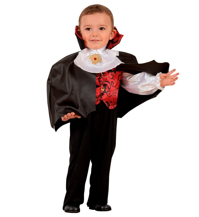 Vampir-Kostüm bestehend aus Hemd, Weste, Jabot und Umhang mit Halsband