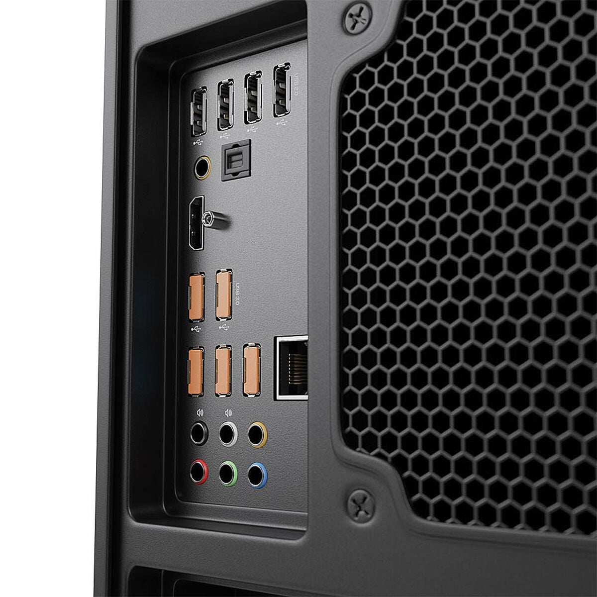 LINDY Sicherheitssperre mit USB-Anschluss in Grau und Orange – Seitenansicht