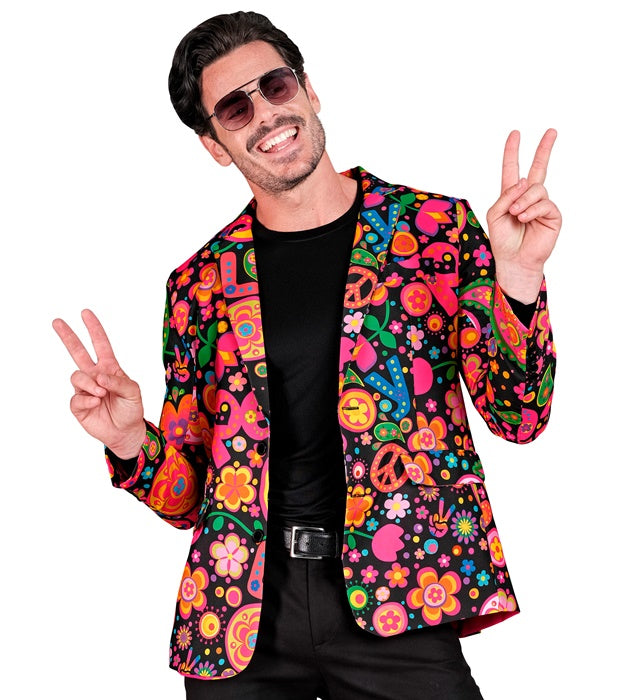 Neon Hippie Party Jackett in leuchtenden Farben für Fasnacht und Mottoparty