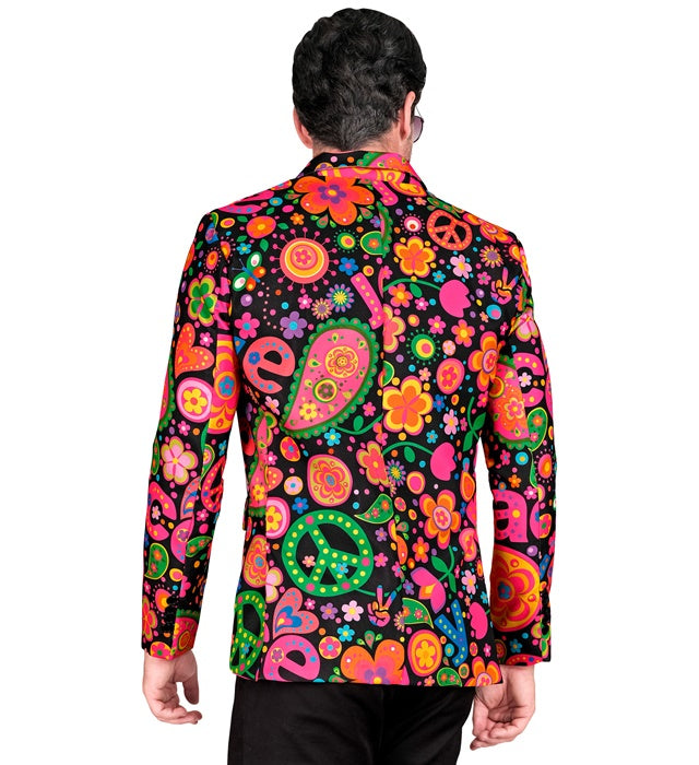 Neon Hippie Party Jackett in leuchtenden Farben für Fasnacht und Mottoparty
