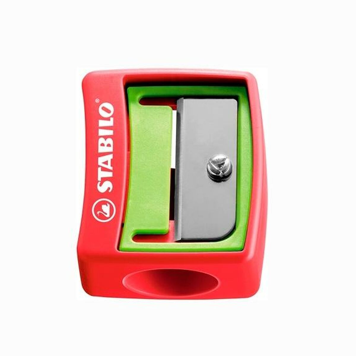 STABILO Woody 3 in 1 Spitzer 12 Stück in Rot und Grün – Detailansicht