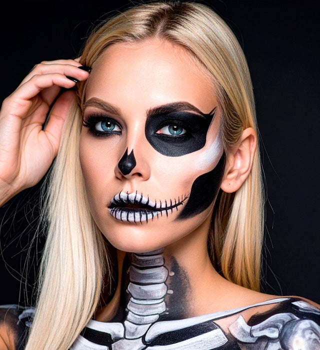 Schwarz-Weiß Schminkset mit Farben und Schminkstiften für Fasnacht