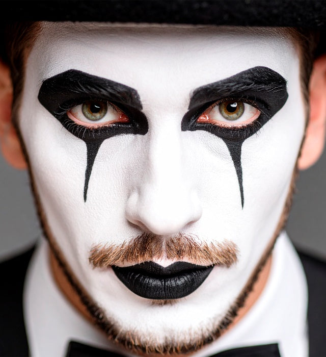 Schwarz-Weiß Schminkset mit Farben und Schminkstiften für Fasnacht