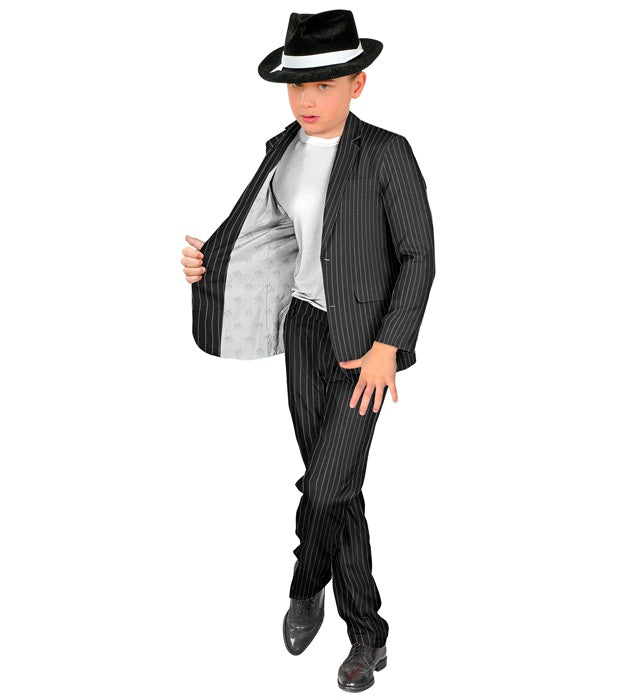 Gangster Party Anzug Jackett und Hose schwarz für Fasnacht und Karneval