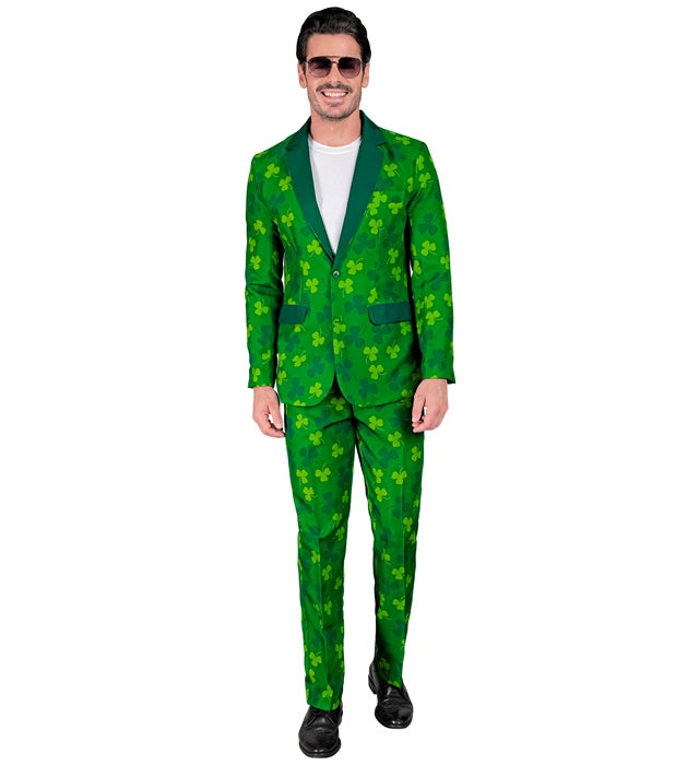 St. Patrick's Day Party Anzug mit Jackett und Hose auf weißem Hintergrund