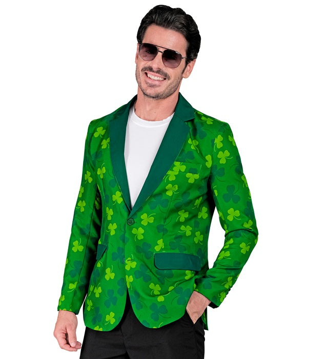 St. Patrick's Day Jackett in grün mit festlichem Design für Fasnacht und Mottopartys
