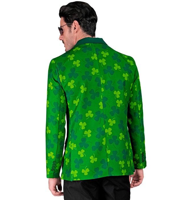 St. Patrick's Day Jackett in grün mit festlichem Design für Fasnacht und Mottopartys