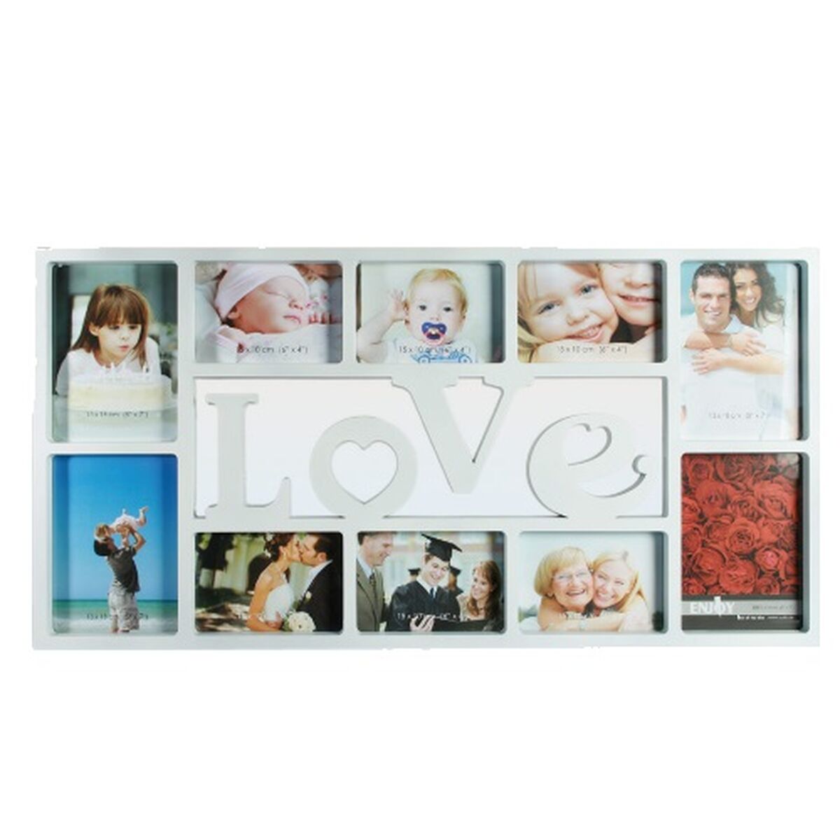 Romantic Items Bilderrahmen aus Holz für 10 Fotos an der Wand