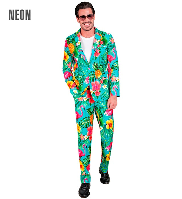 Neon Flamingo Party Fashion Anzug bestehend aus Jackett und Hose in leuchtenden Neonfarben