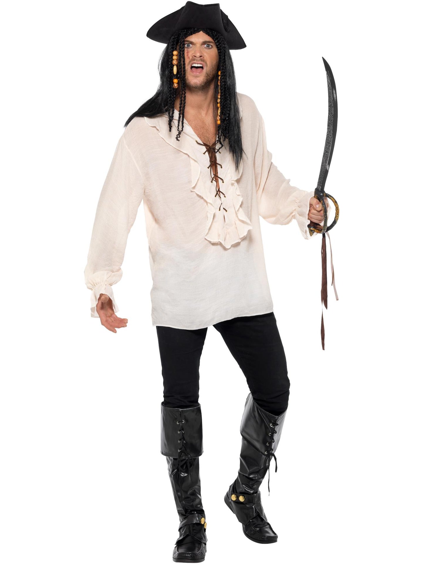Smiffys Pirate Shirt, Ivory CS für Unisex