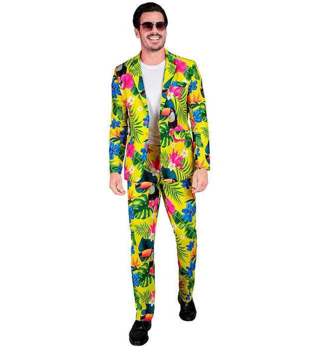 Neon Tropicana Party Anzug mit Jackett und Hose in leuchtendem Design