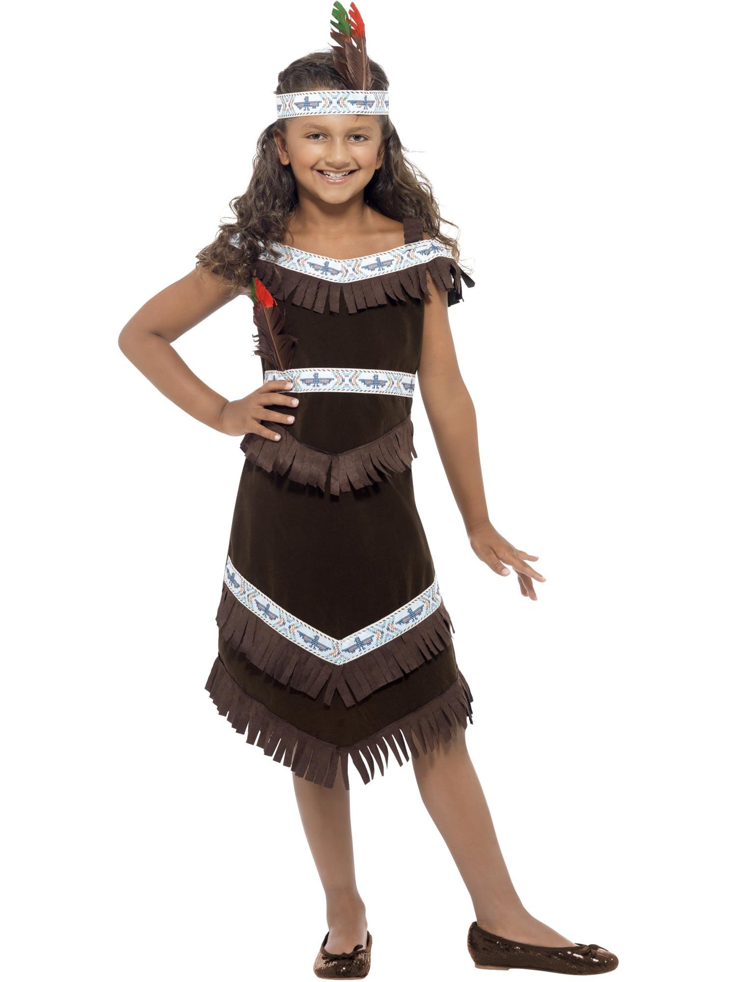Smiffys INDIAN Native American Inspired Mädchenkostüm, Brown CS