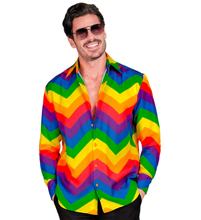 Regenbogen Hemd mit bunten Streifen für Fasnacht und Karneval