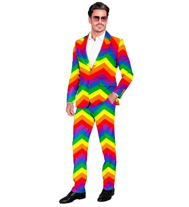 Regenbogen Party Anzug bestehend aus Jackett und Hose in bunten Farben