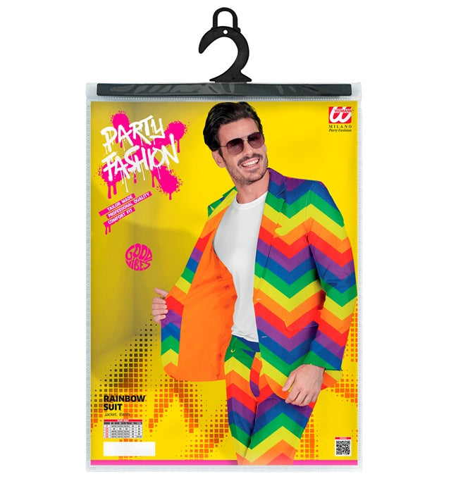 Regenbogen Party Anzug bestehend aus Jackett und Hose in bunten Farben