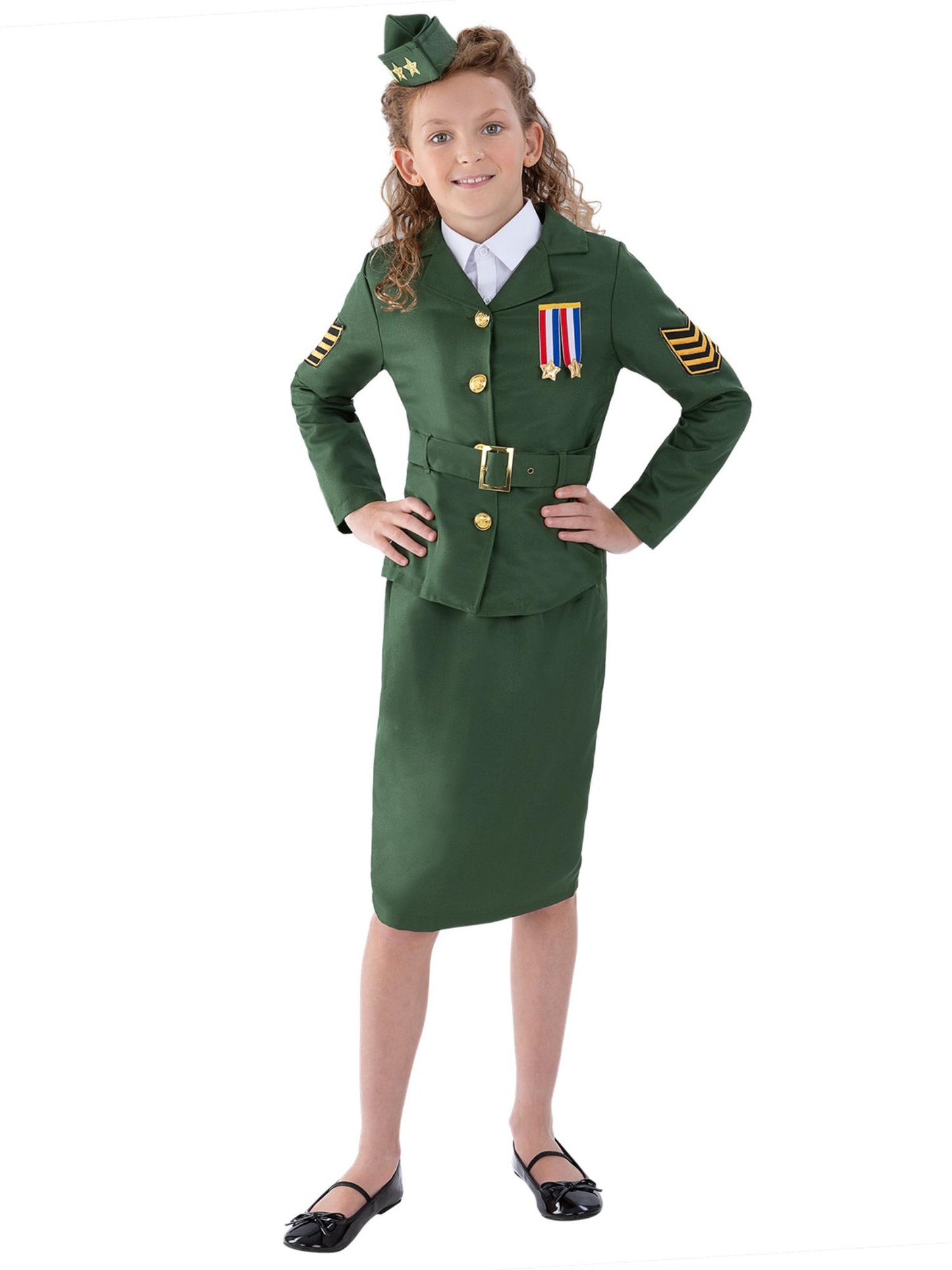 Smiffys 1940S WW2 Army Mädchenkostüm, Khaki Green CS