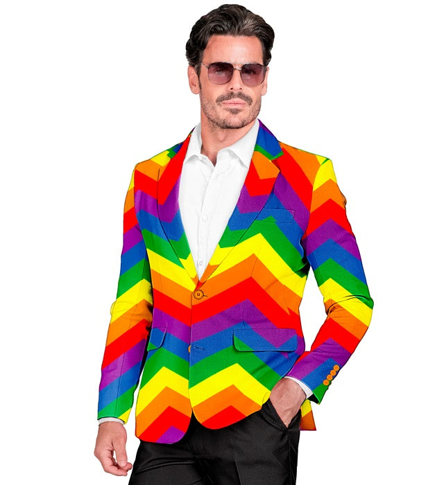 Regenbogen Party Jackett mit buntem Muster für Fasnacht und Karneval