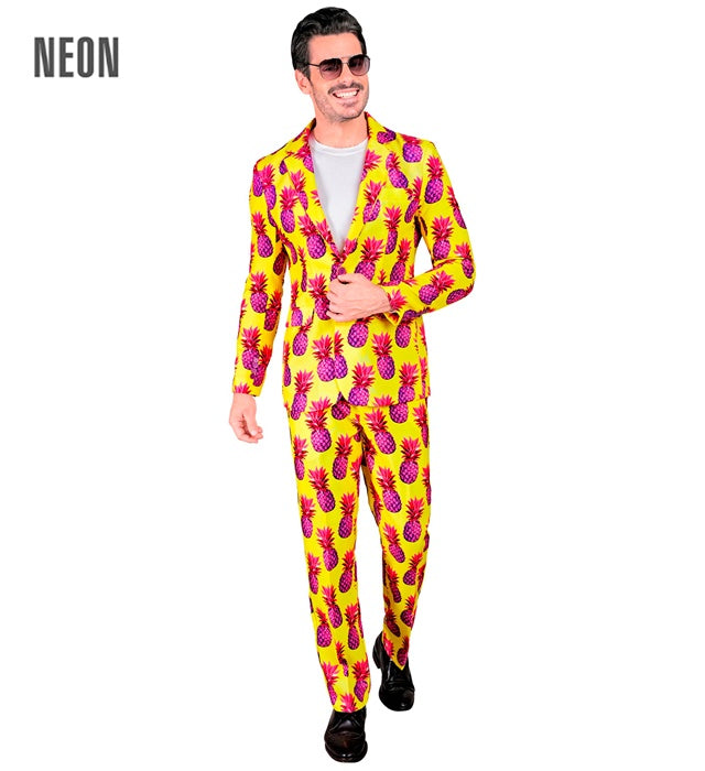 Neon Ananas Party-Anzug aus Jackett und Hose mit leuchtendem tropischem Design