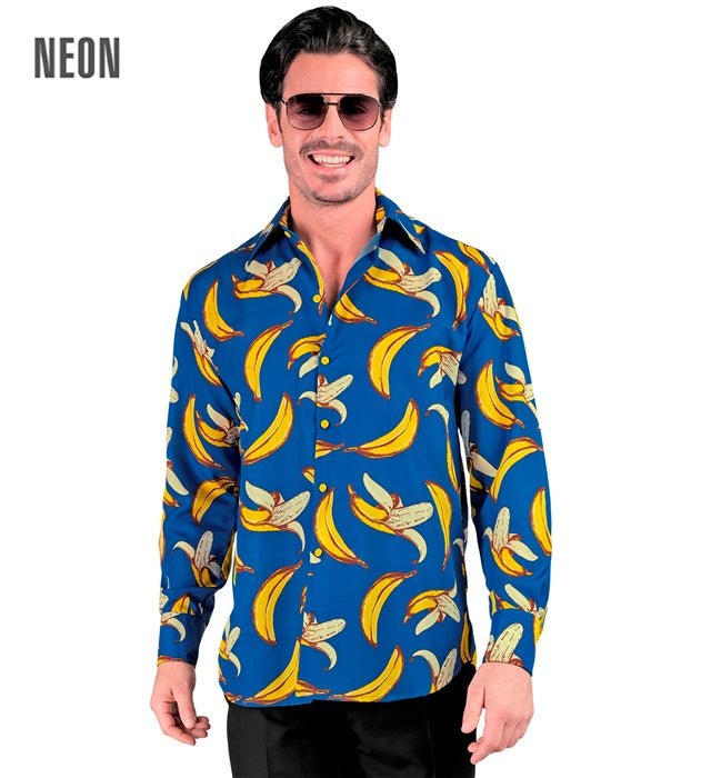 Neon Banane Party Hemd mit leuchtendem Bananen-Motiv für Fasnacht und Mottopartys
