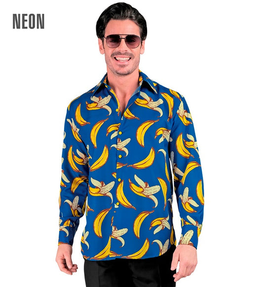 Neon Banane Party Hemd mit leuchtendem Bananen-Motiv für Fasnacht und Mottopartys
